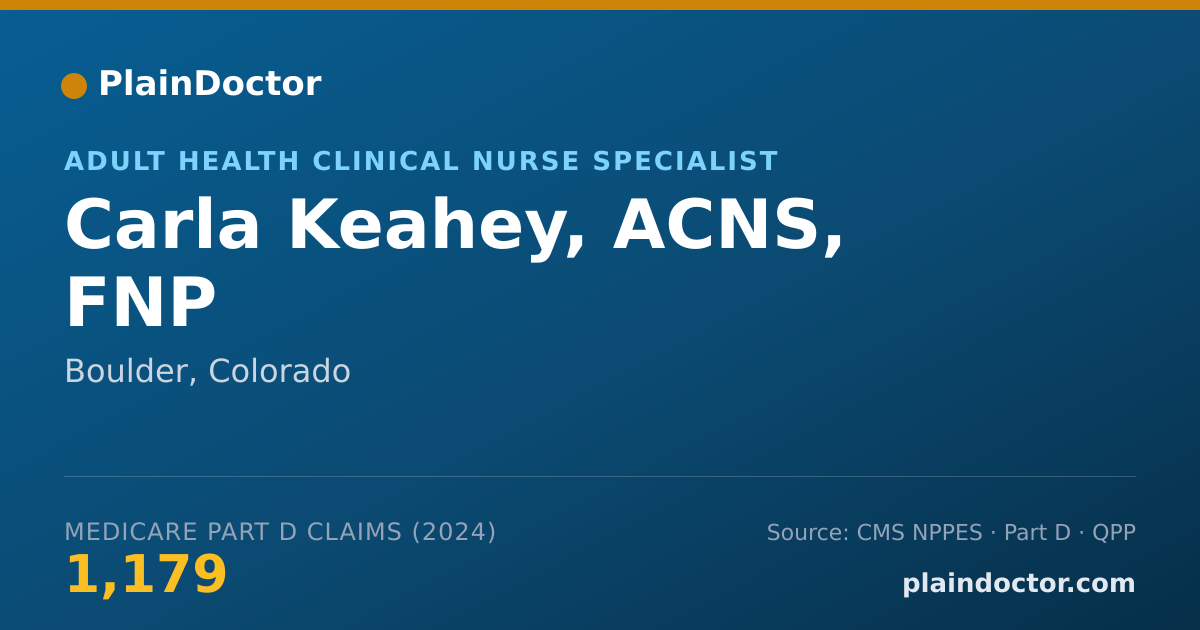 Shareable card for Carla Keahey, ACNS, FNP - Adult Health Clinical Nurse Specialist, Boulder, CO