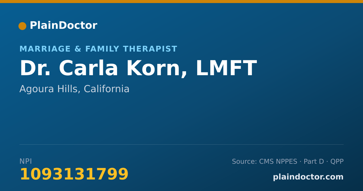Shareable card for Carla Korn, LMFT - Marriage & Family Therapist, Agoura Hills, CA