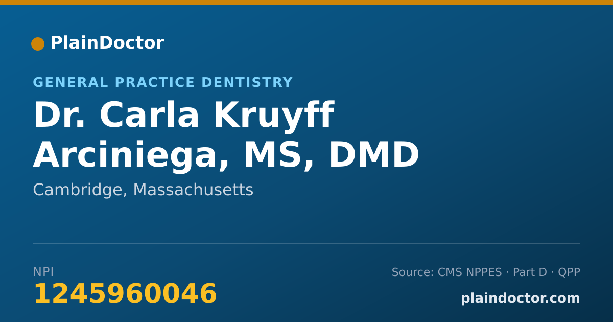 Shareable card for Carla Kruyff Arciniega, MS, DMD - General Practice Dentistry, Cambridge, MA