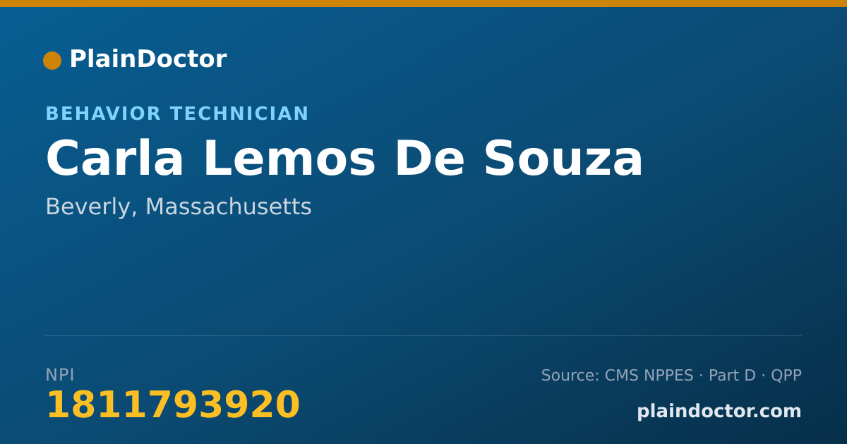 Shareable card for Carla Lemos De Souza - Behavior Technician, Beverly, MA