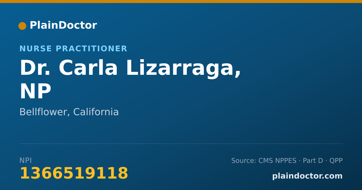 Shareable card for Carla Lizarraga, NP - Nurse Practitioner, Bellflower, CA
