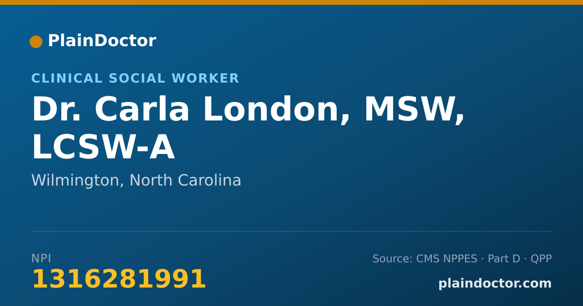 Shareable card for Carla London, MSW, LCSW-A - Clinical Social Worker, Wilmington, NC