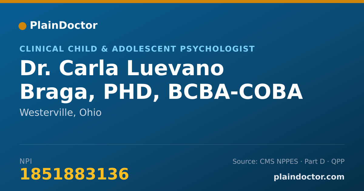 Shareable card for Carla Luevano Braga, PHD, BCBA-COBA - Clinical Child & Adolescent Psychologist, Westerville, OH