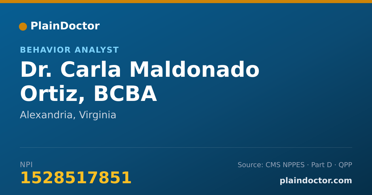 Shareable card for Carla Maldonado Ortiz, BCBA - Behavior Analyst, Alexandria, VA