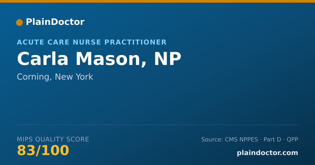 Shareable card for Carla Mason, NP - Acute Care Nurse Practitioner, Corning, NY
