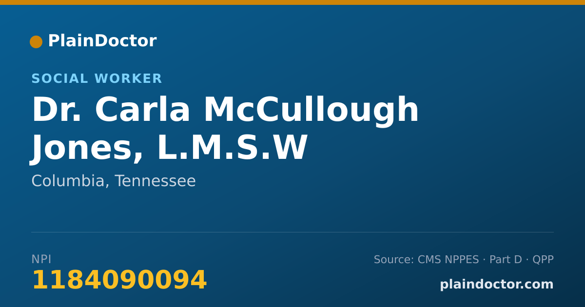 Shareable card for Carla McCullough Jones, L.M.S.W - Social Worker, Columbia, TN
