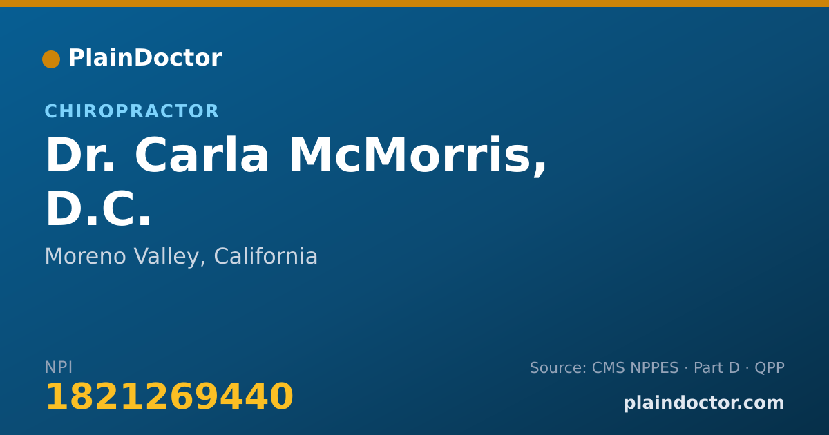 Shareable card for Carla McMorris, D.C. - Chiropractor, Moreno Valley, CA
