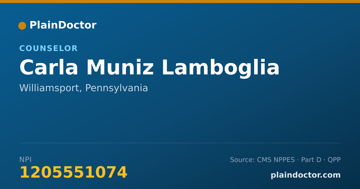 Shareable card for Carla Muniz Lamboglia - Counselor, Williamsport, PA
