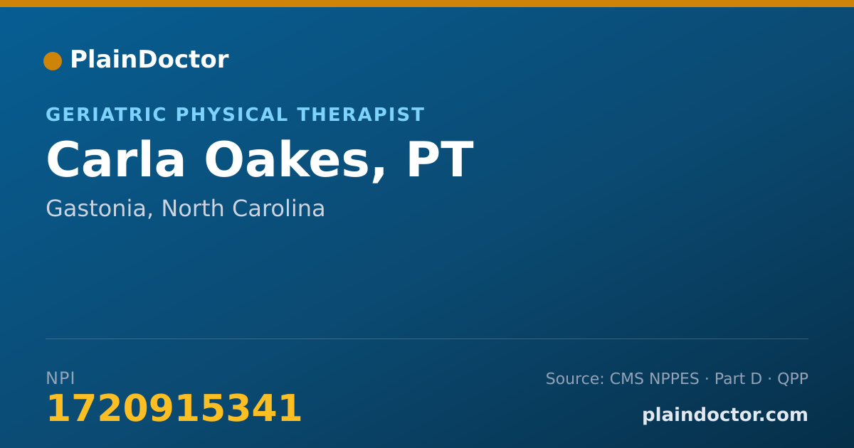 Shareable card for Carla Oakes, PT - Geriatric Physical Therapist, Gastonia, NC