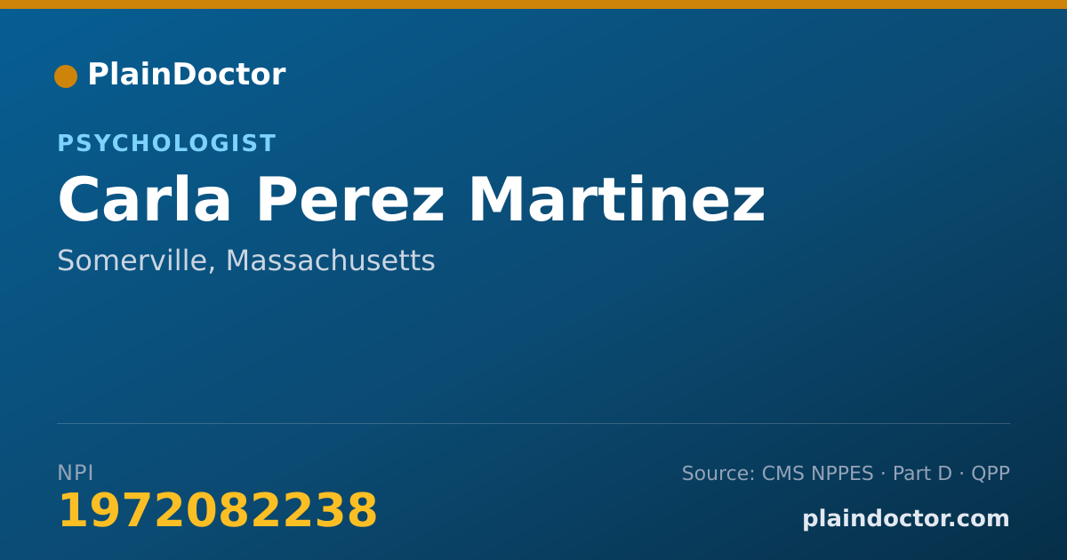 Shareable card for Carla Perez Martinez - Psychologist, Somerville, MA