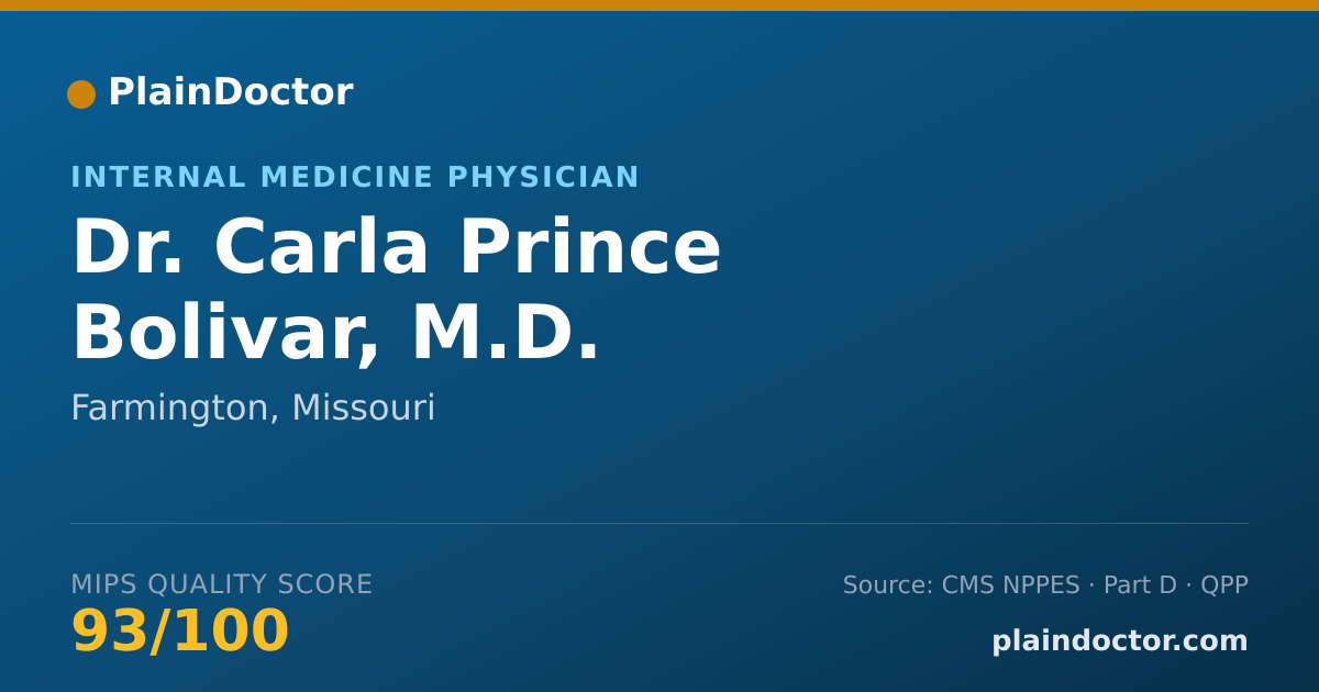 Shareable card for Carla Prince Bolivar, M.D. - Internal Medicine Physician, Farmington, MO