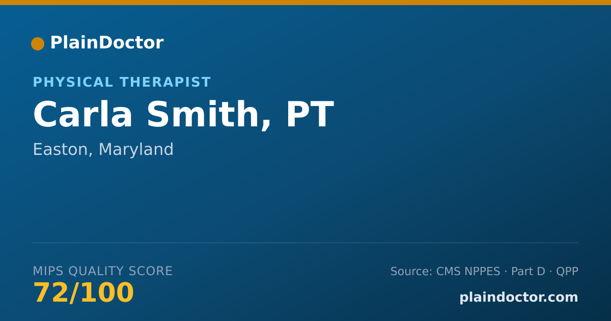 Shareable card for Carla Smith, PT - Physical Therapist, Easton, MD