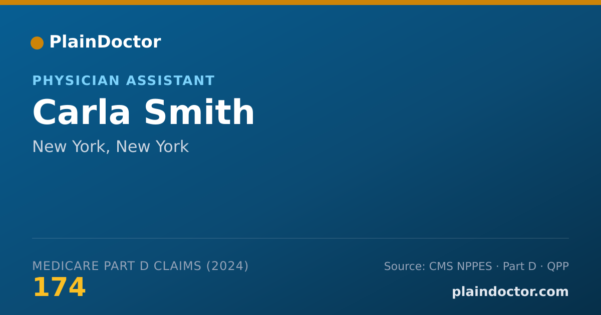 Shareable card for Carla Smith - Physician Assistant, New York, NY