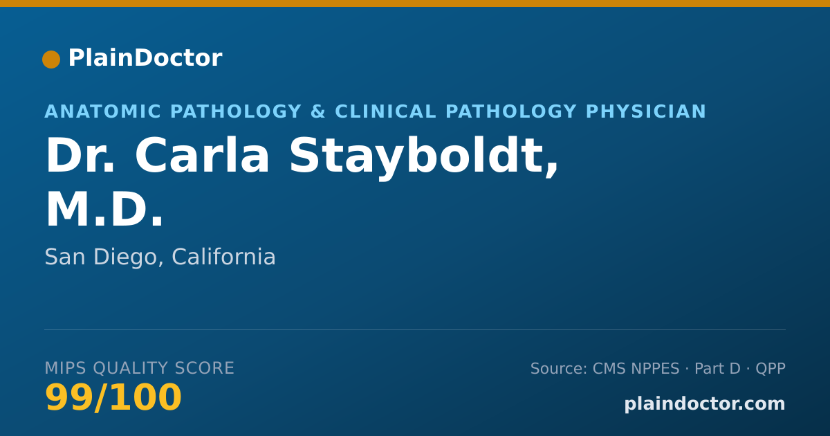 Shareable card for Carla Stayboldt, M.D. - Anatomic Pathology & Clinical Pathology Physician, San Diego, CA