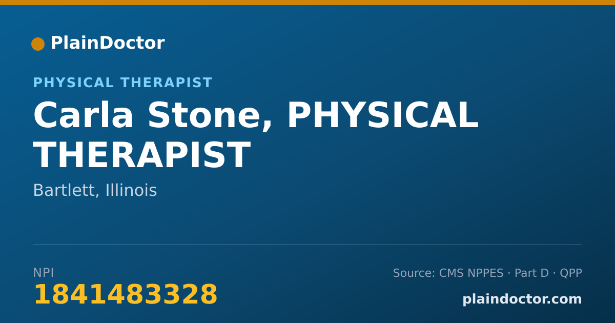 Shareable card for Carla Stone, PHYSICAL THERAPIST - Physical Therapist, Bartlett, IL