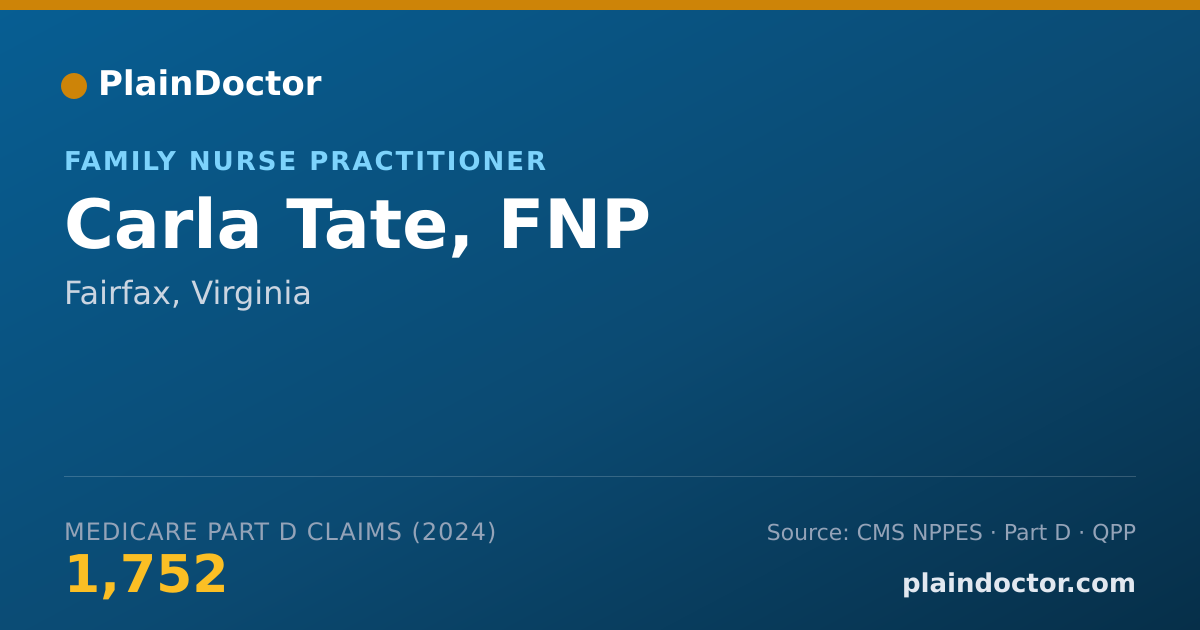 Shareable card for Carla Tate, FNP - Family Nurse Practitioner, Fairfax, VA