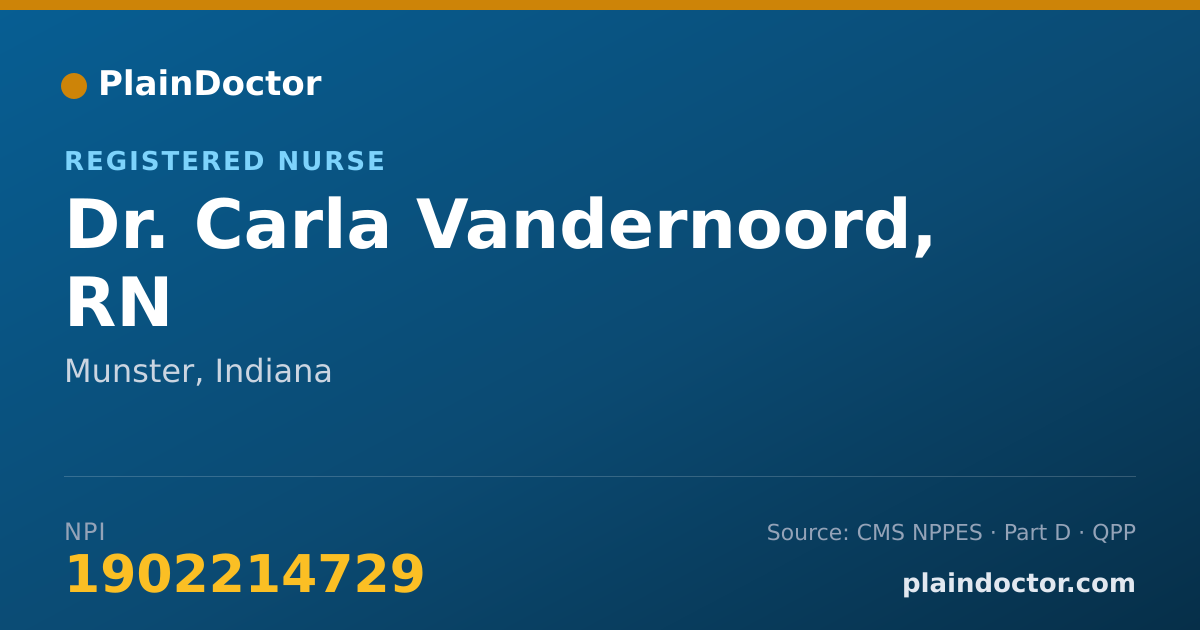 Shareable card for Carla Vandernoord, RN - Registered Nurse, Munster, IN