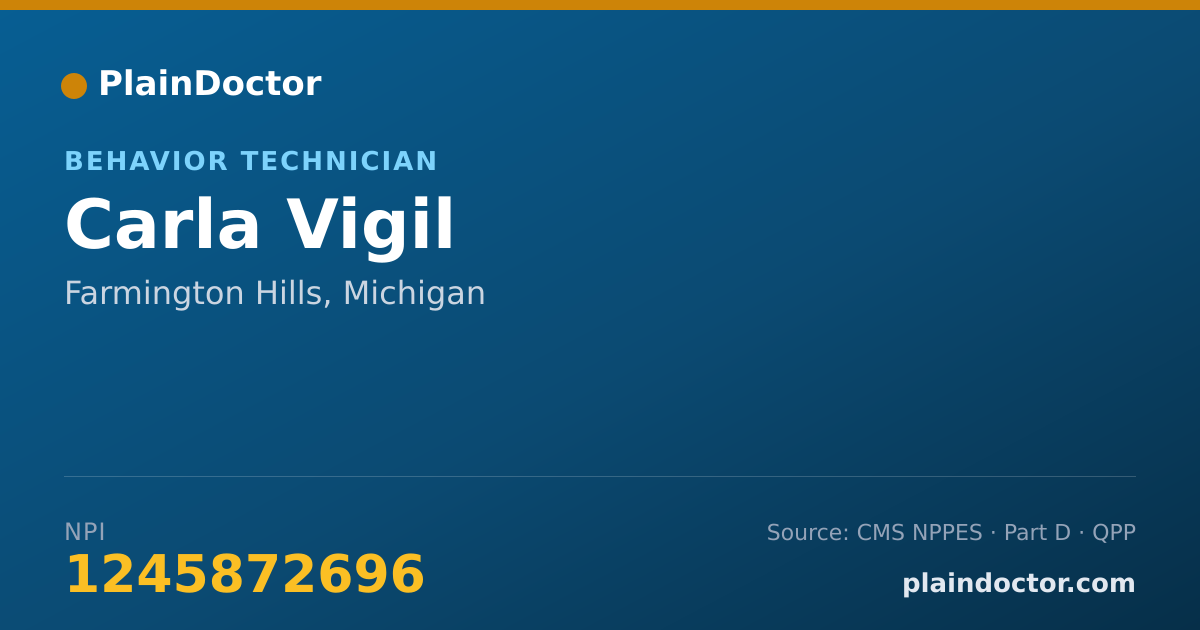 Shareable card for Carla Vigil - Behavior Technician, Farmington Hills, MI