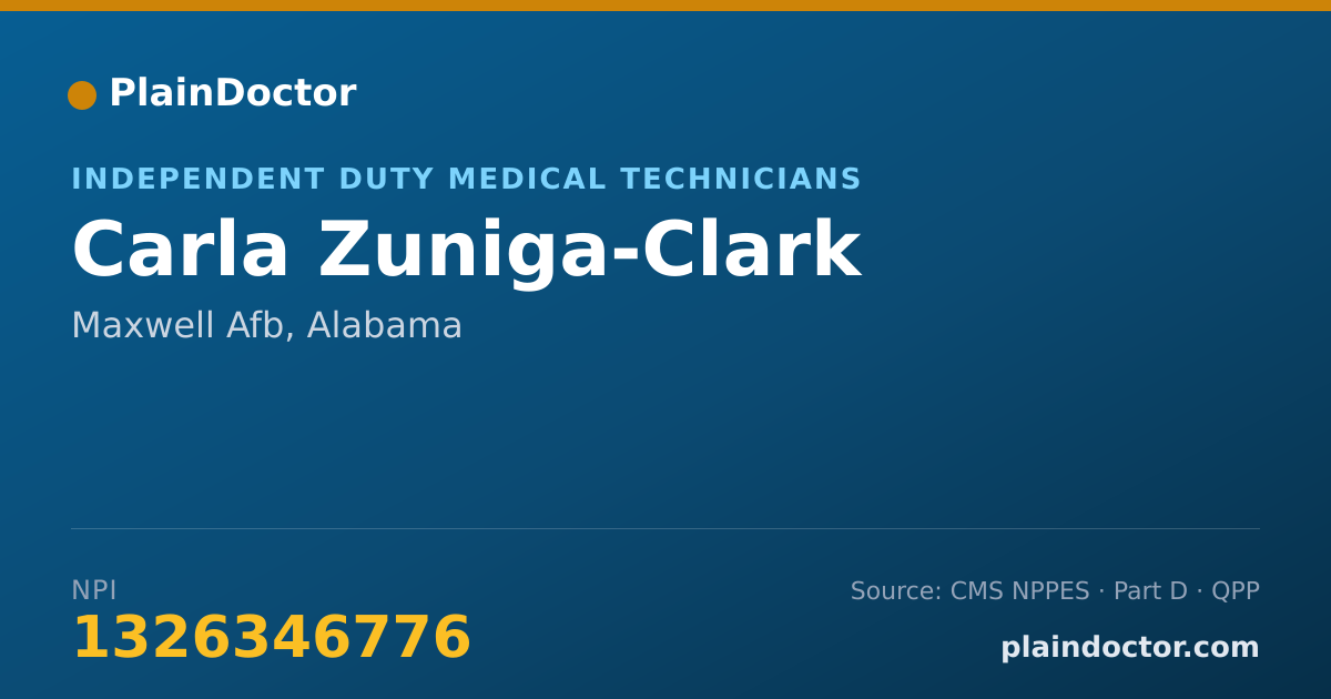 Shareable card for Carla Zuniga-Clark - Independent Duty Medical Technicians, Maxwell Afb, AL