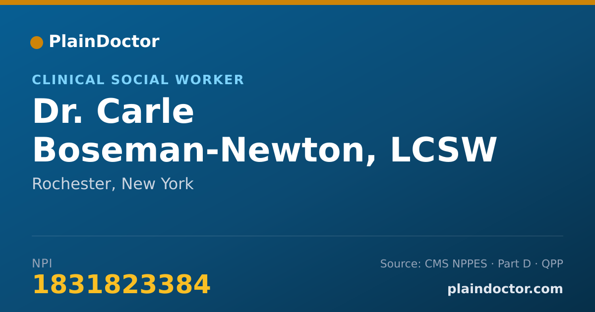 Shareable card for Carle Boseman-Newton, LCSW - Clinical Social Worker, Rochester, NY