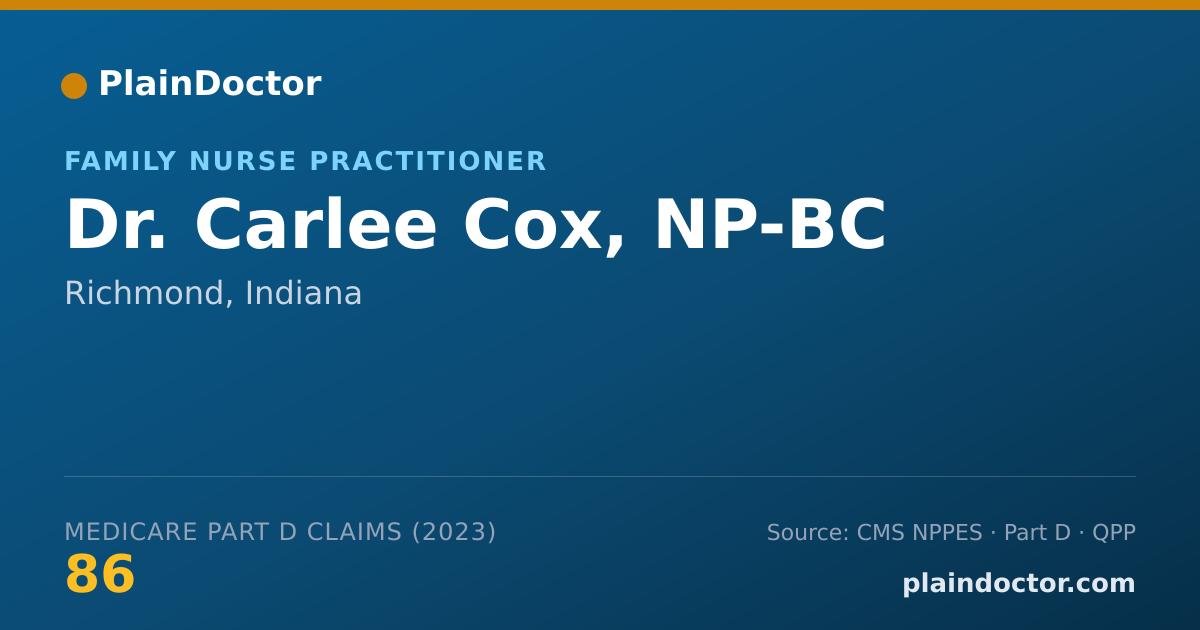 Shareable card for Carlee Cox, NP-BC - Family Nurse Practitioner, Richmond, IN