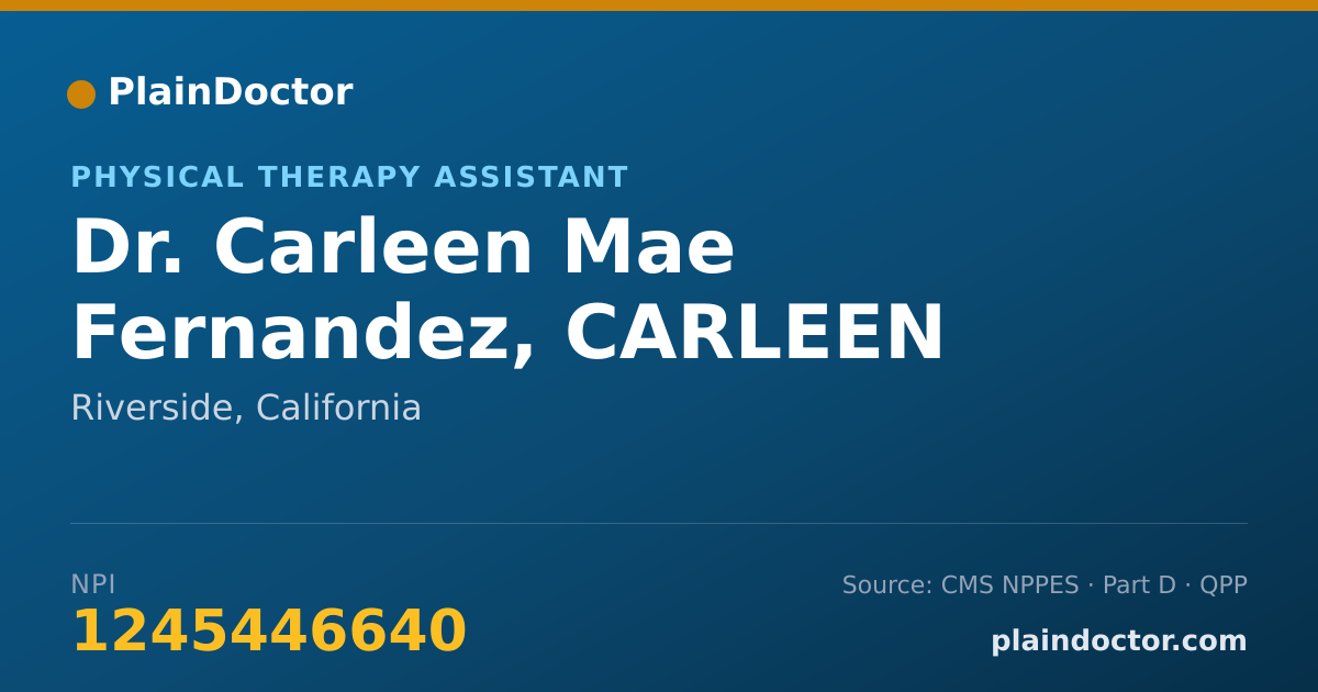 Shareable card for Carleen Mae Fernandez, CARLEEN FERNANDEZ - Physical Therapy Assistant, Riverside, CA