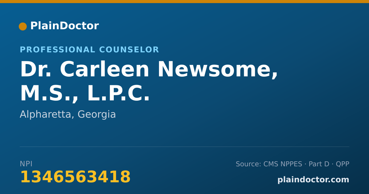 Shareable card for Carleen Newsome, M.S., L.P.C. - Professional Counselor, Alpharetta, GA