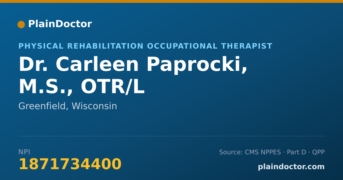 Shareable card for Carleen Paprocki, M.S., OTR/L - Physical Rehabilitation Occupational Therapist, Greenfield, WI