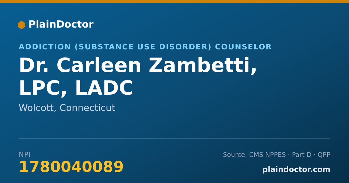 Shareable card for Carleen Zambetti, LPC, LADC - Addiction (Substance Use Disorder) Counselor, Wolcott, CT