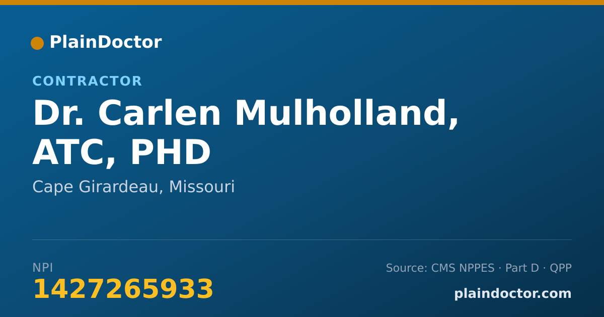Shareable card for Carlen Mulholland, ATC, PHD - Contractor, Cape Girardeau, MO