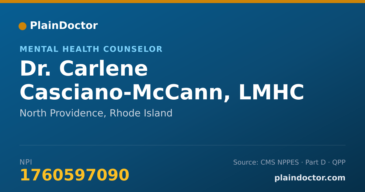Shareable card for Carlene Casciano-McCann, LMHC - Mental Health Counselor, North Providence, RI