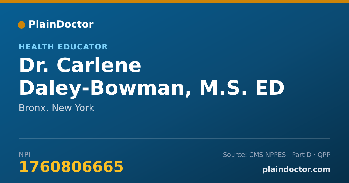 Shareable card for Carlene Daley-Bowman, M.S. ED - Health Educator, Bronx, NY