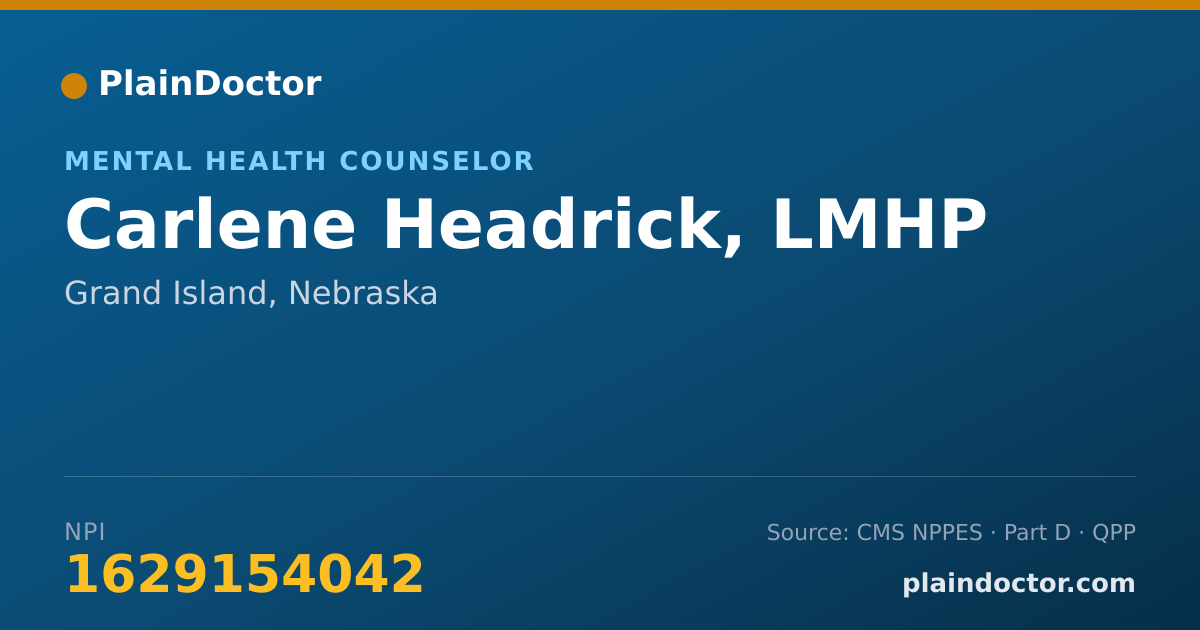 Shareable card for Carlene Headrick, LMHP - Mental Health Counselor, Grand Island, NE