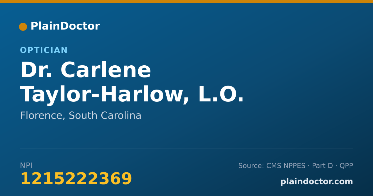 Shareable card for Carlene Taylor-Harlow, L.O. - Optician, Florence, SC