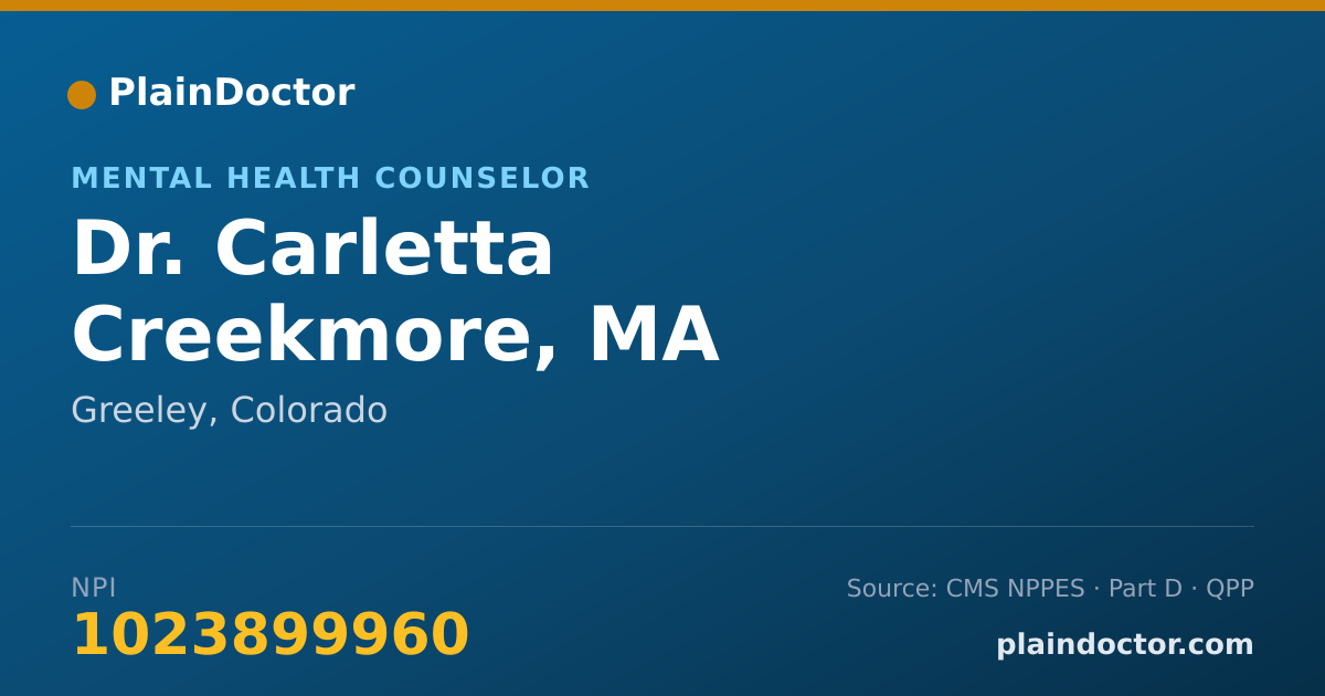 Shareable card for Carletta Creekmore, MA - Mental Health Counselor, Greeley, CO
