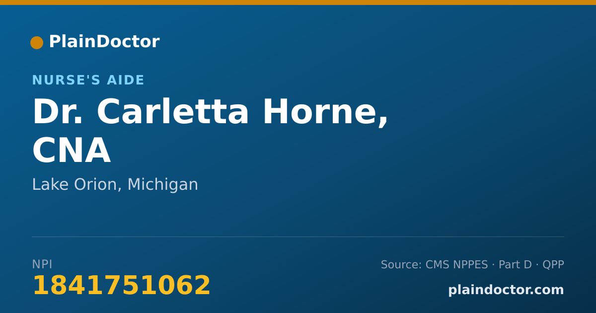 Shareable card for Carletta Horne, CNA - Nurse's Aide, Lake Orion, MI