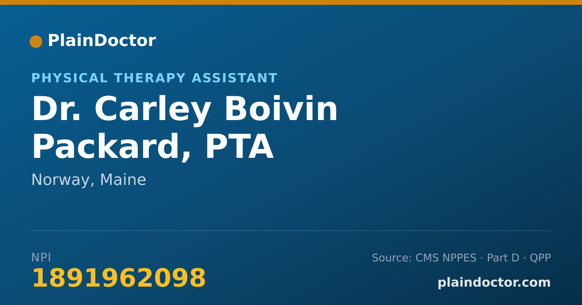 Shareable card for Carley Boivin Packard, PTA - Physical Therapy Assistant, Norway, ME