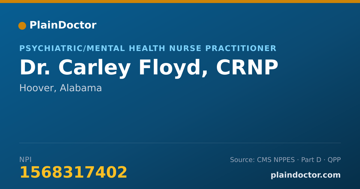 Shareable card for Carley Floyd, CRNP - Psychiatric/Mental Health Nurse Practitioner, Hoover, AL