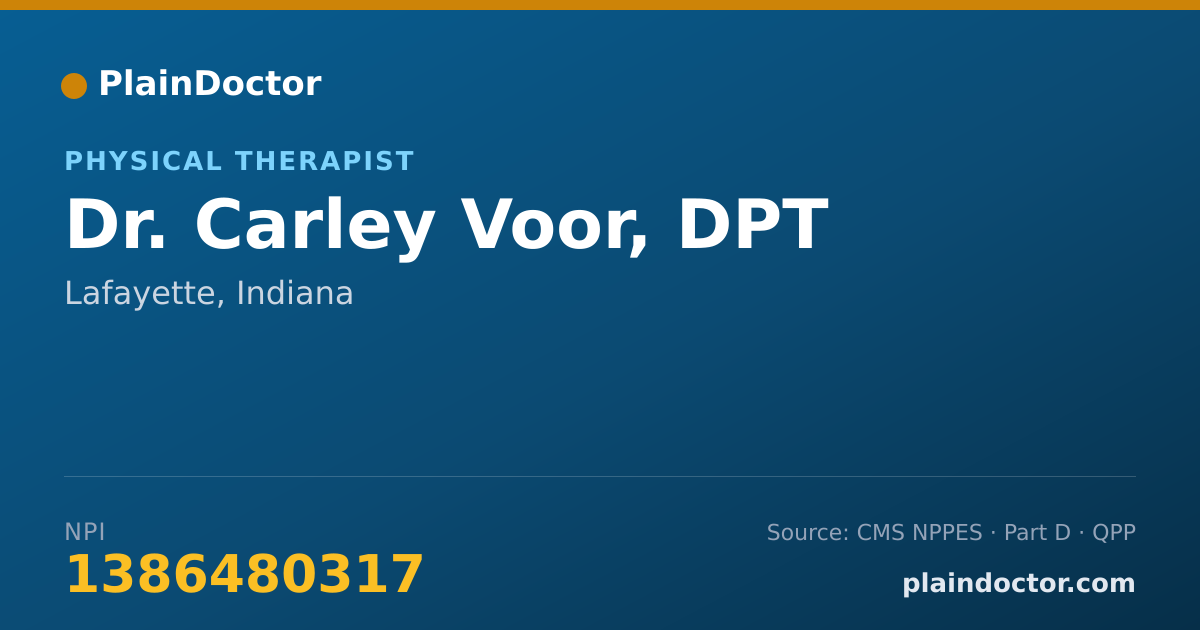 Shareable card for Carley Voor, DPT - Physical Therapist, Lafayette, IN