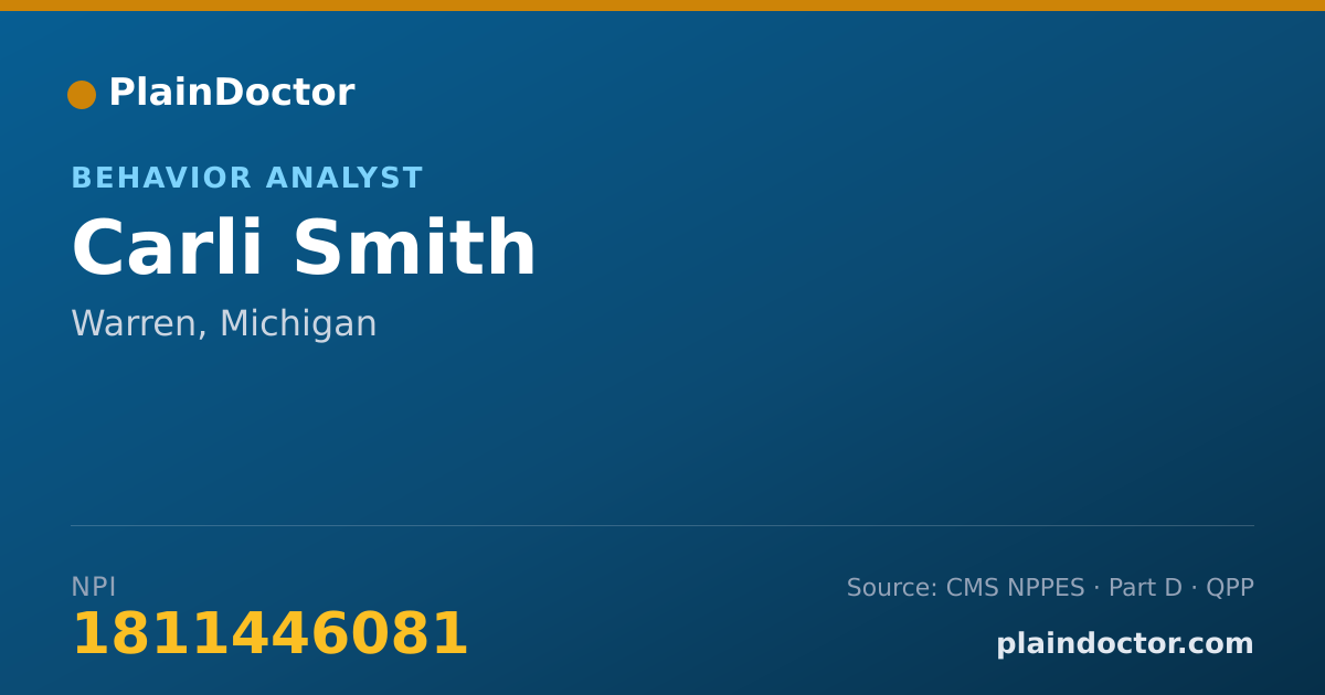Shareable card for Carli Smith - Behavior Analyst, Warren, MI