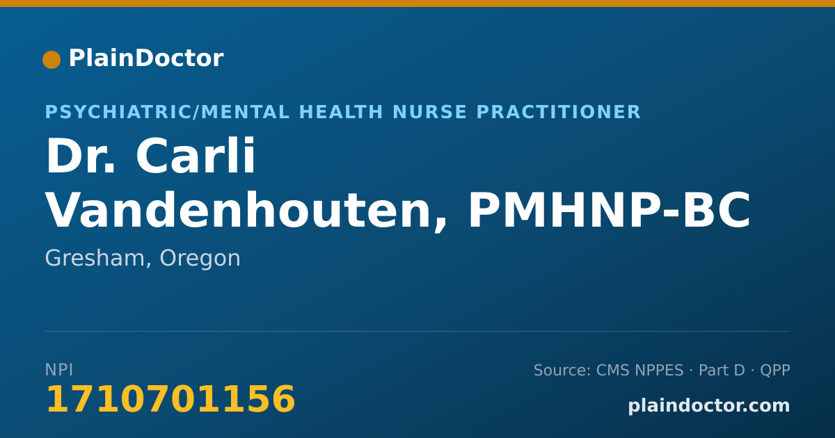 Shareable card for Carli Vandenhouten, PMHNP-BC - Psychiatric/Mental Health Nurse Practitioner, Gresham, OR