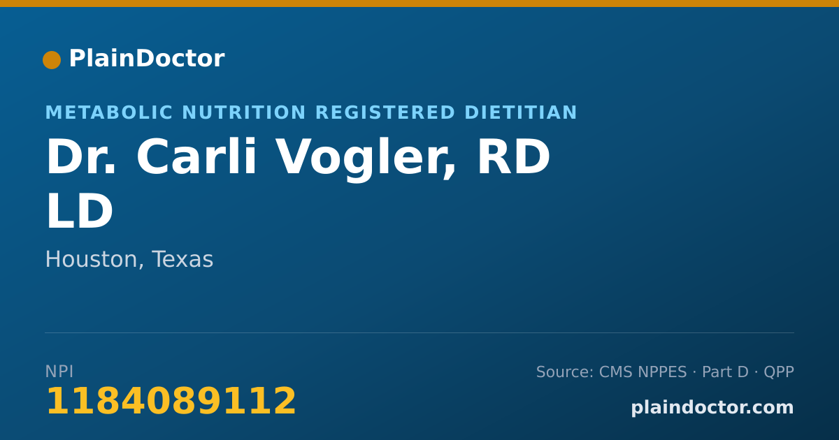 Shareable card for Carli Vogler, RD LD - Metabolic Nutrition Registered Dietitian, Houston, TX