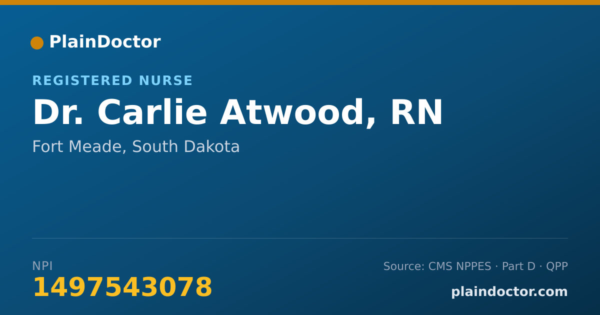 Shareable card for Carlie Atwood, RN - Registered Nurse, Fort Meade, SD