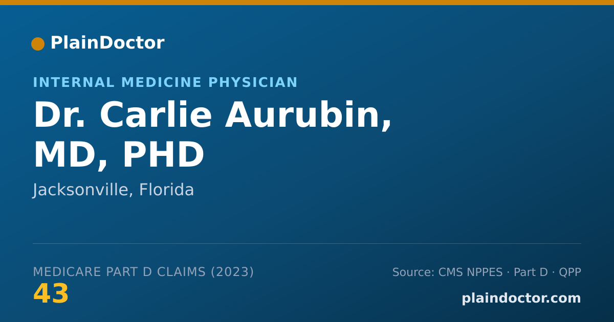Shareable card for Carlie Aurubin, MD, PHD - Internal Medicine Physician, Jacksonville, FL