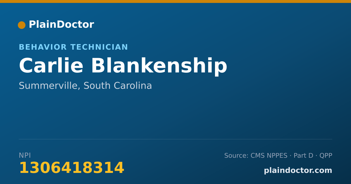 Shareable card for Carlie Blankenship - Behavior Technician, Summerville, SC