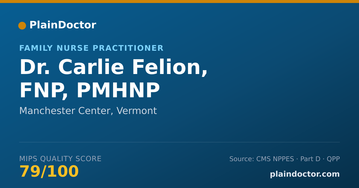 Shareable card for Carlie Felion, FNP, PMHNP - Family Nurse Practitioner, Manchester Center, VT