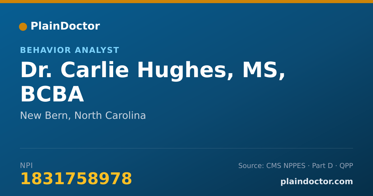 Shareable card for Carlie Hughes, MS, BCBA - Behavior Analyst, New Bern, NC