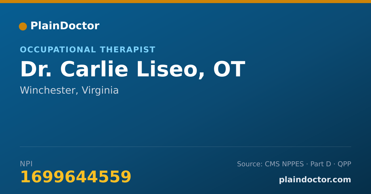 Shareable card for Carlie Liseo, OT - Occupational Therapist, Winchester, VA
