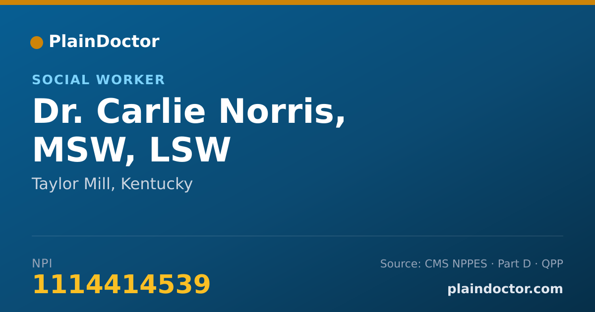 Shareable card for Carlie Norris, MSW, LSW - Social Worker, Taylor Mill, KY