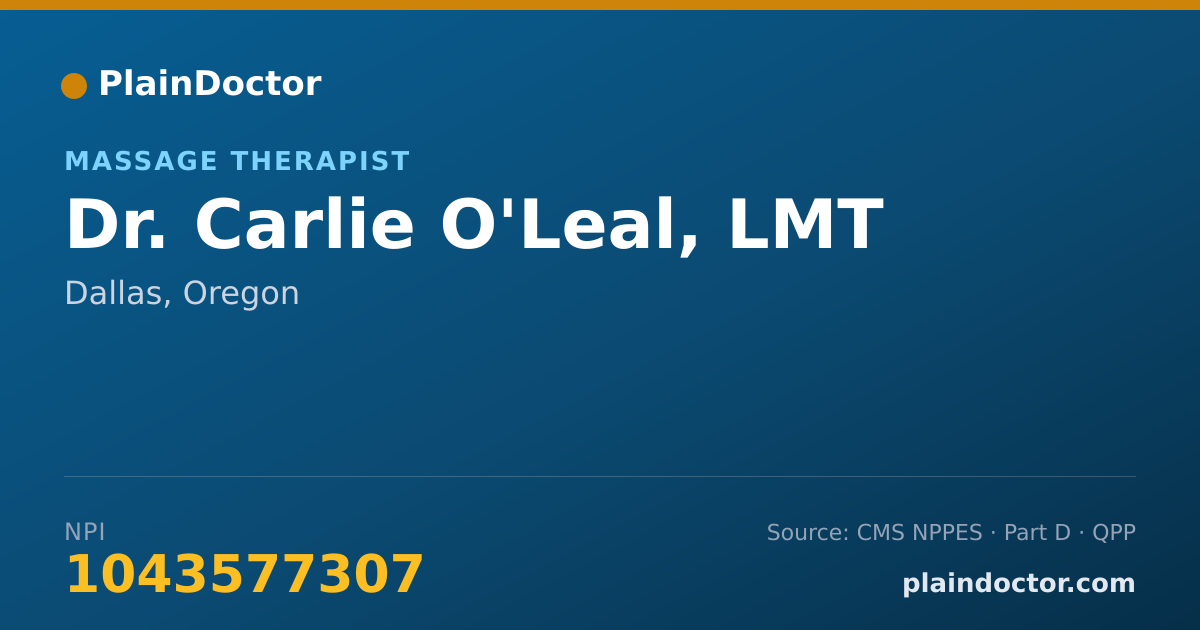 Shareable card for Carlie O'Leal, LMT - Massage Therapist, Dallas, OR